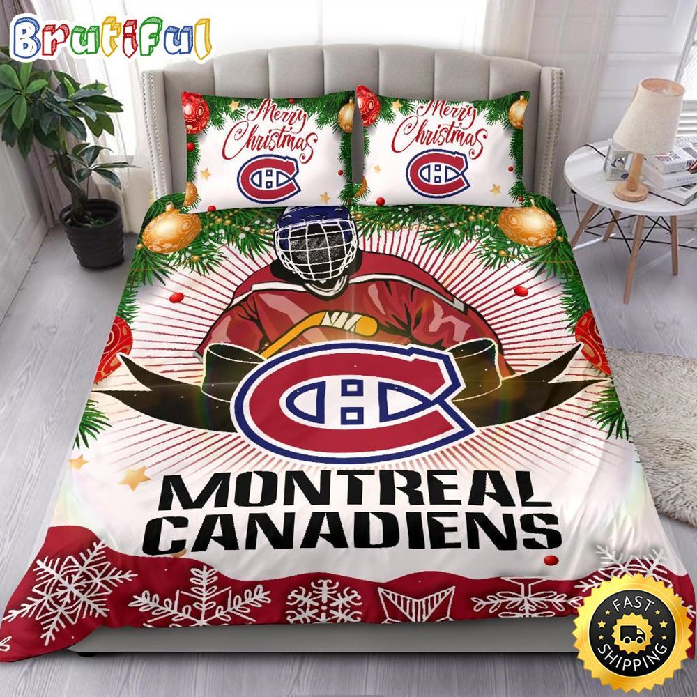 NHL Montreal Canadiens Bedding Sets Merry Christmas Quilt Bedding Sets 1 roqtdd