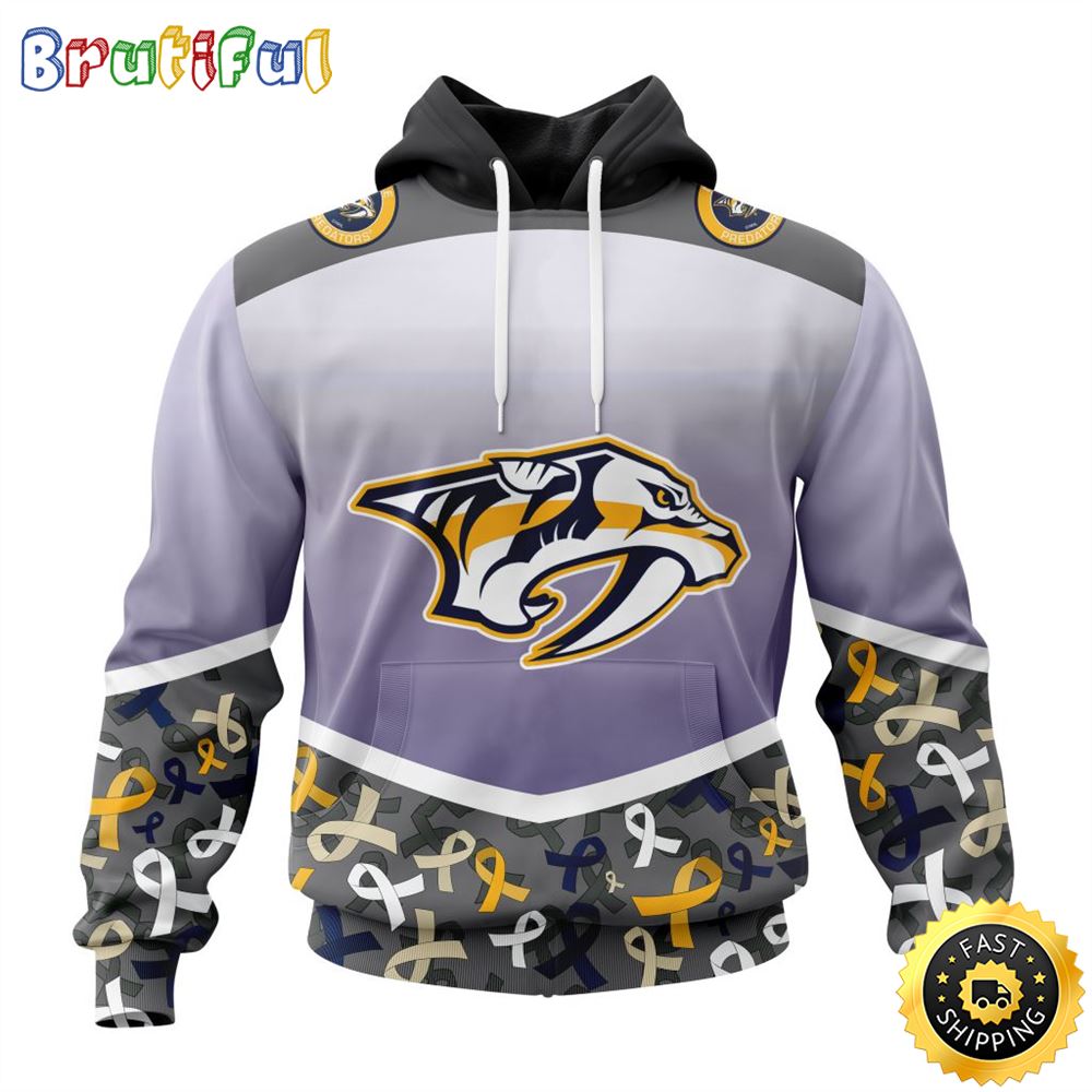 NHL Nashville Predators Specialized Sport Fights Again All Cancer All Over Print 3D Hoodie Unisex Hoodie 1 cri7so