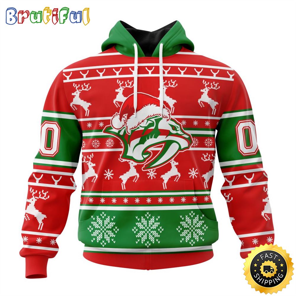 NHL Nashville Predators Specialized Unisex Christmas Is Coming Santa Claus All Over Print 3D Hoodie Gift For Christmas Day 1 kn7po1