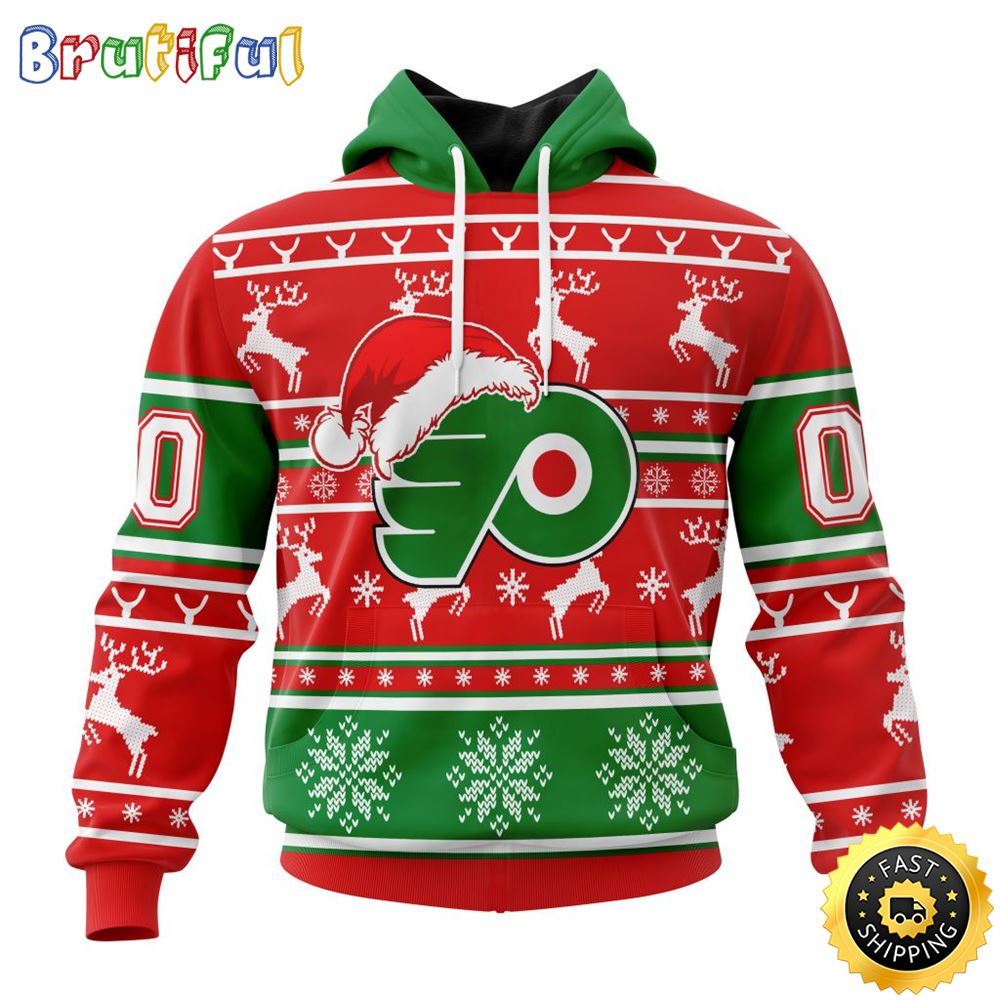 NHL Philadelphia Flyers Specialized Unisex Christmas Is Coming Santa Claus All Over Print 3D Hoodie Gift For Christmas Day 1 wrpufs