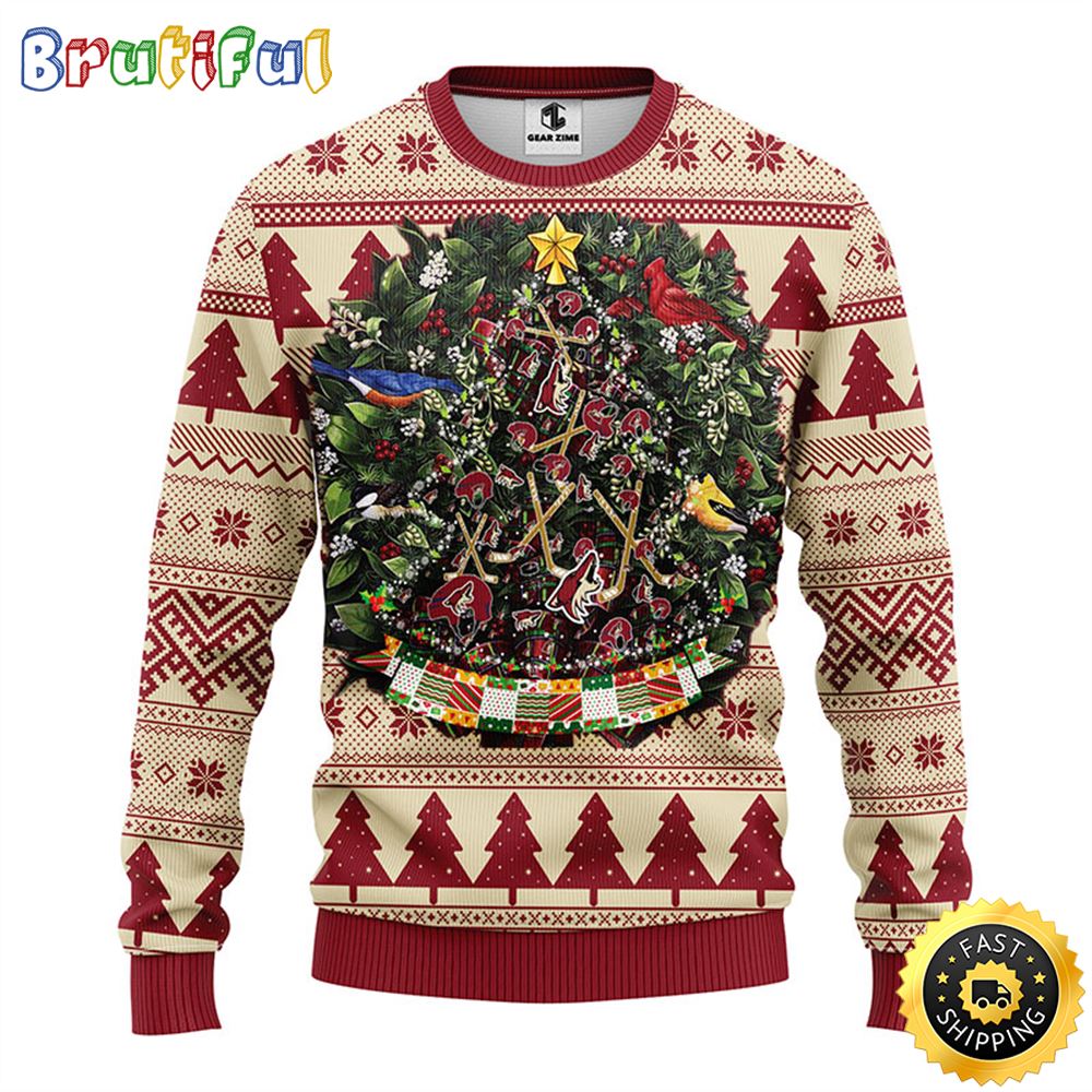 NHL Phoenix Coyotes Ugly Christmas Sweater Ball Pine Tree Christmas Unisex Sweater 1 m82myx