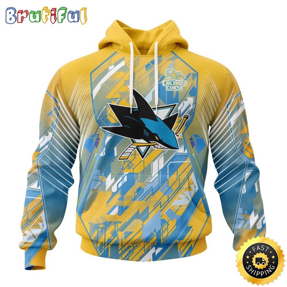 NHL San Jose Sharks All Over Print 3D Hoodie Fearless Against Childhood Cancers Show Team Spirit 1 qqxkrx