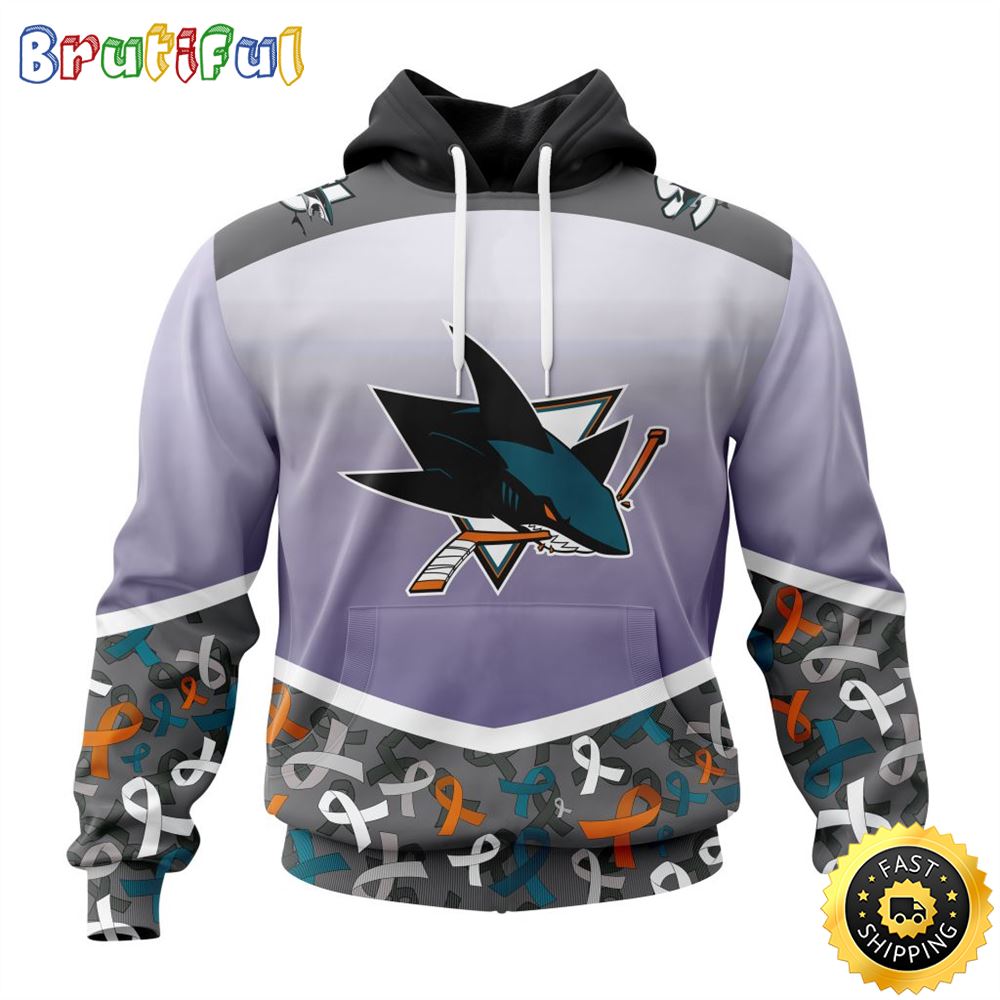NHL San Jose Sharks Specialized Sport Fights Again All Cancer All Over Print 3D Hoodie Unisex Hoodie 1 ovhdhl