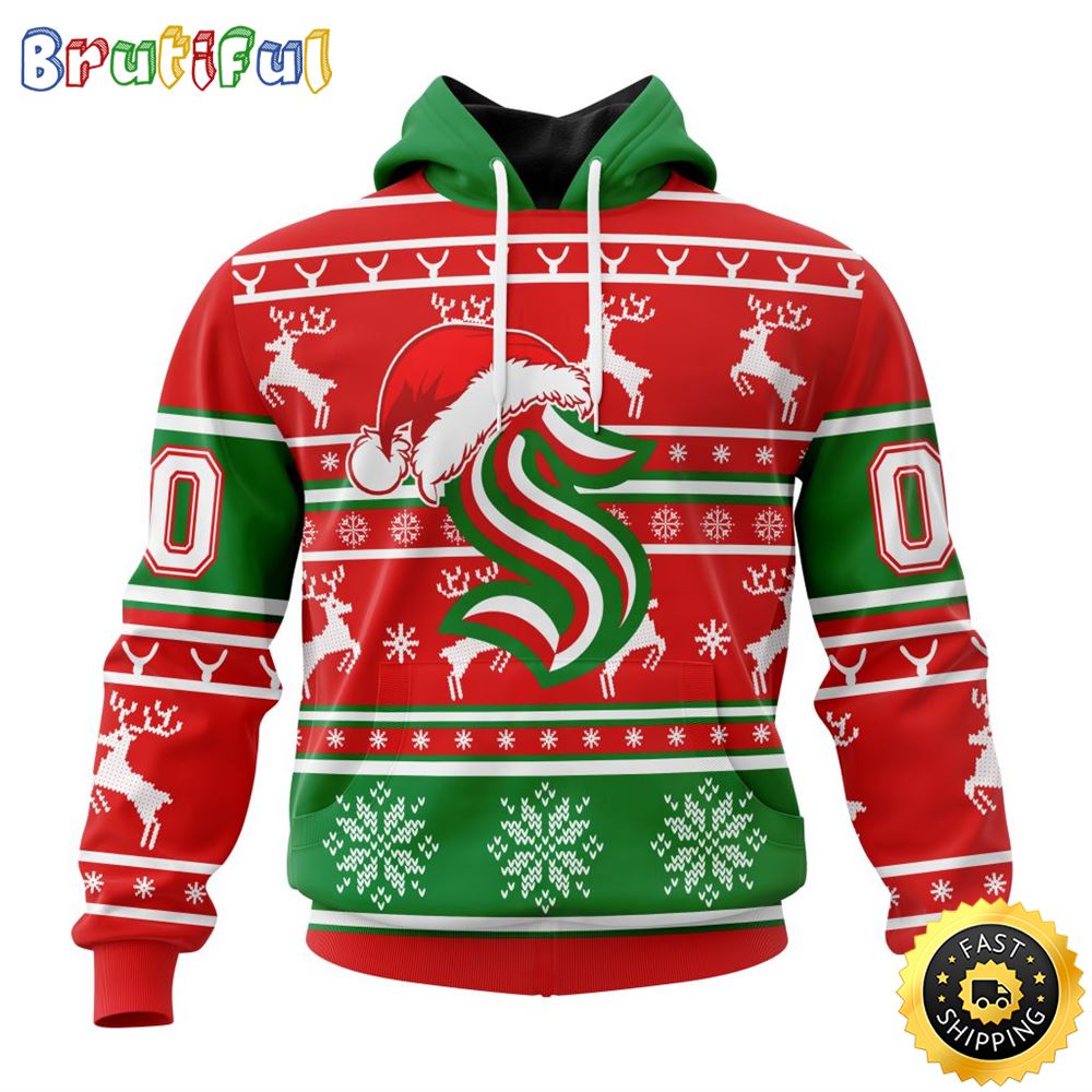 NHL Seattle Kraken Specialized Unisex Christmas Is Coming Santa Claus All Over Print 3D Hoodie Gift For Christmas Day 1 rgczrf