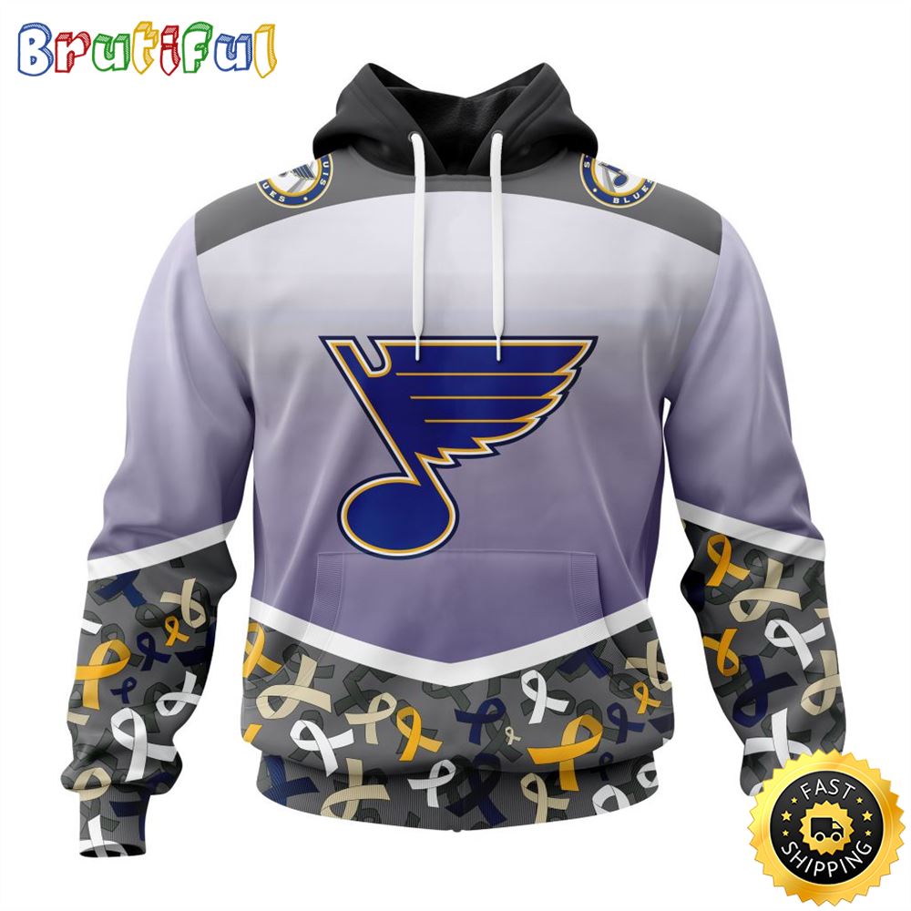 NHL St. Louis Blues Specialized Sport Fights Again All Cancer All Over Print 3D Hoodie Unisex Hoodie 1 vnzdwb