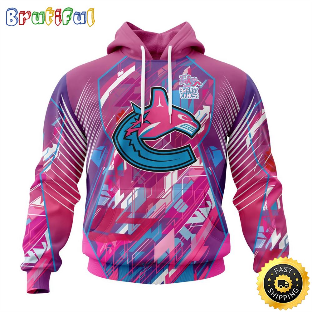 NHL Vancouver Canucks I Pink I Can Fearless Again Breast Cancer All Over Print 3D Hoodie Unisex Hoodie Tshirt Sweatshirt 1 rzv4yz