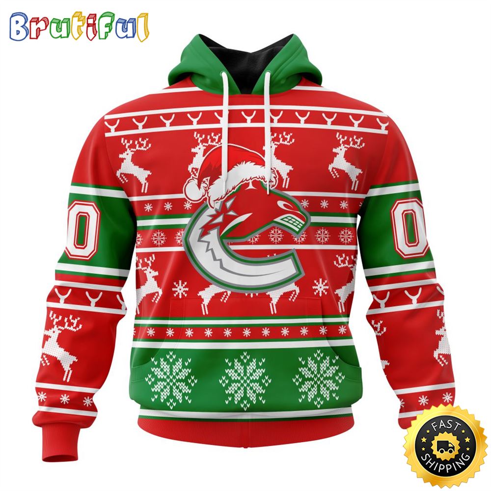 NHL Vancouver Canucks Specialized Unisex Christmas Is Coming Santa Claus All Over Print 3D Hoodie Gift For Christmas Day 1 z31qip
