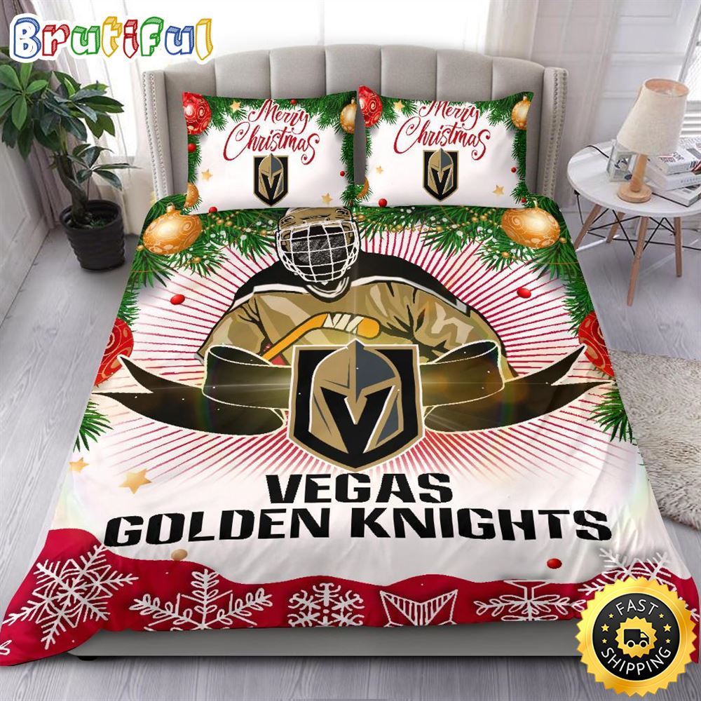 NHL Vegas Golden Knights Bedding Sets Merry Christmas Quilt Bedding Sets 1 roj0ht