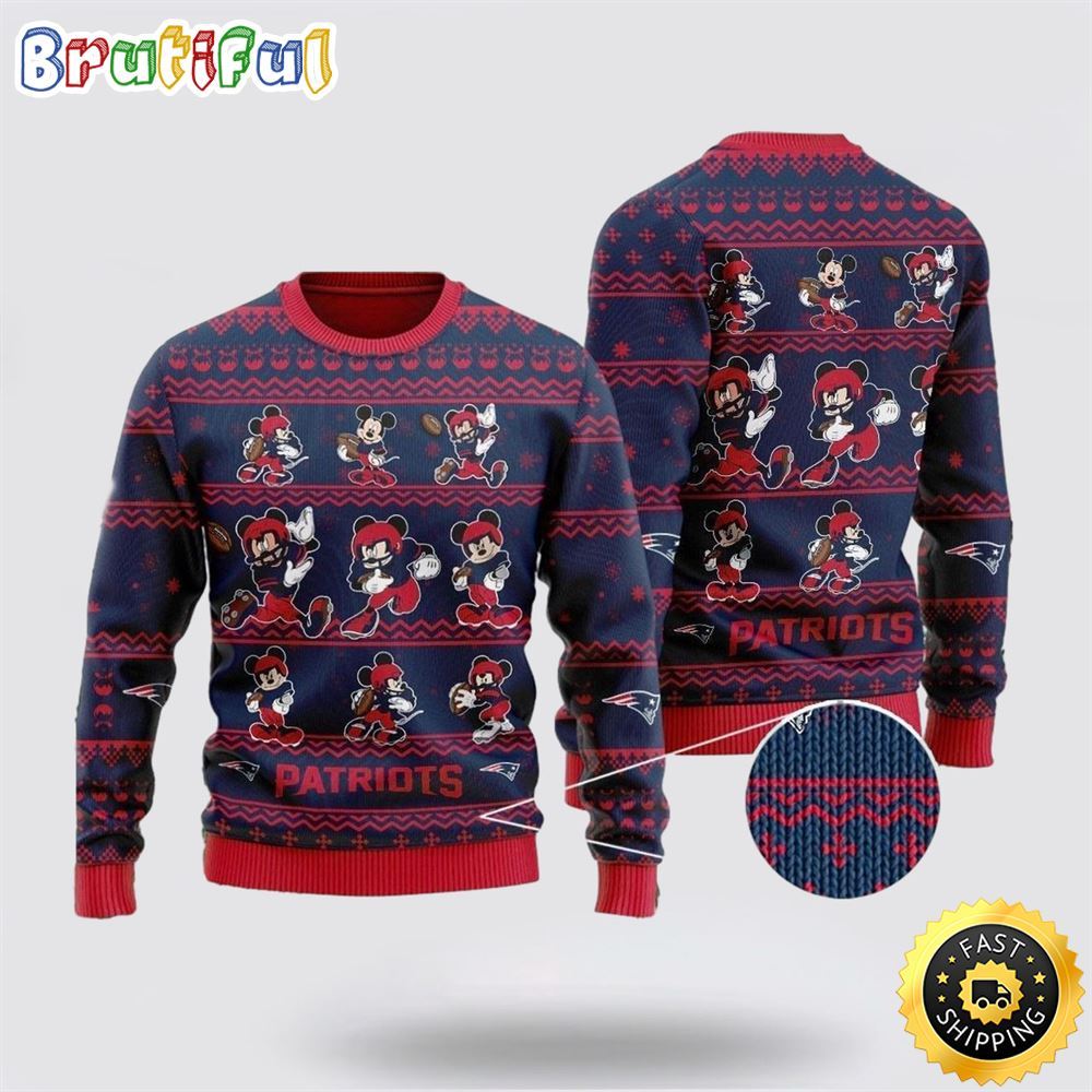 New England Patriots Ugly Christmas Sweater Captain Mickey Mouse Perfect Gift For Football Fans 1 rlnmug