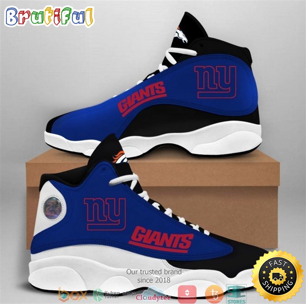 New York Giants Nfl Big Logo Football Team Air Jordan 13 Sneaker Shoes jp9n58