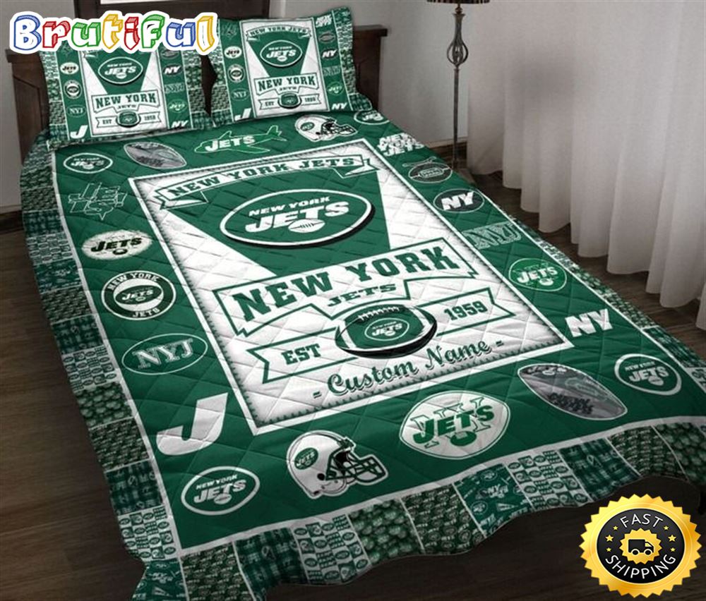 New York Jets NFL Logo History Personalized Bedding Set n1auub