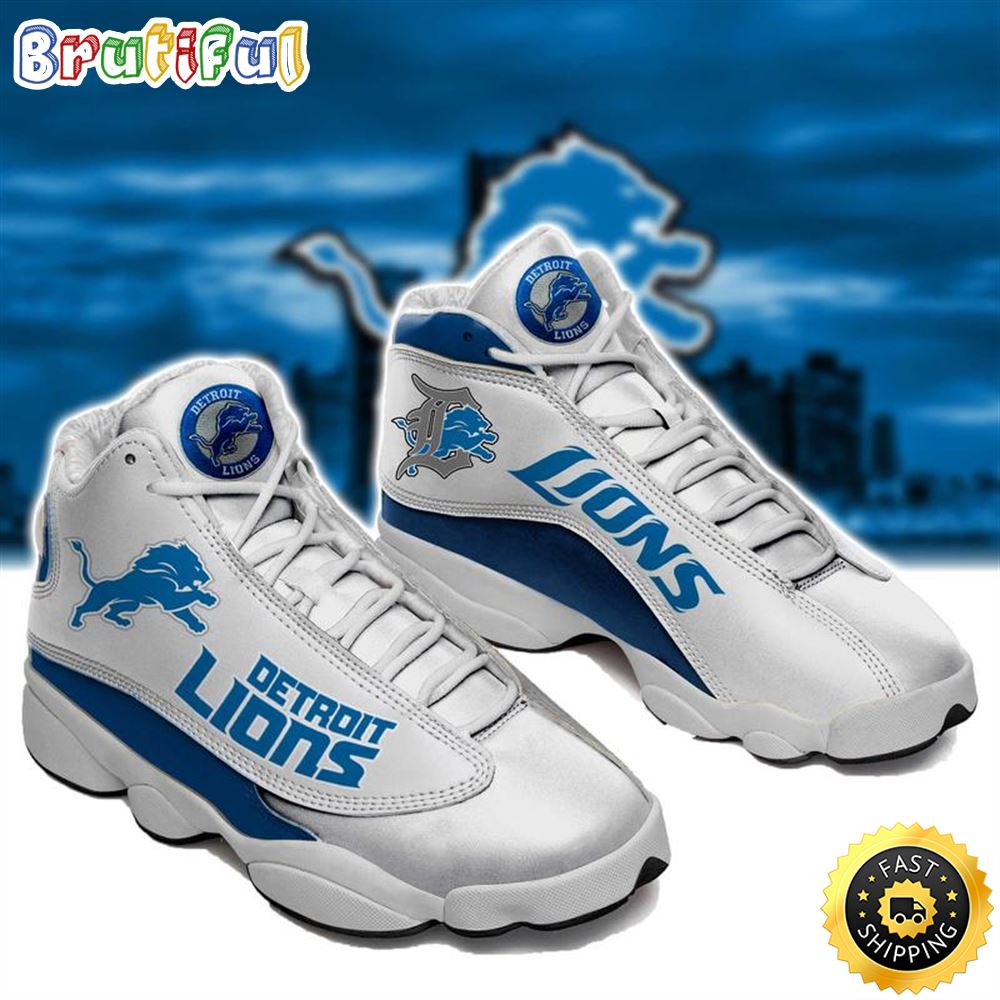 Nfl Detroit Lions Blue White Air Jordan 13 Sneaker Shoes xri0ws