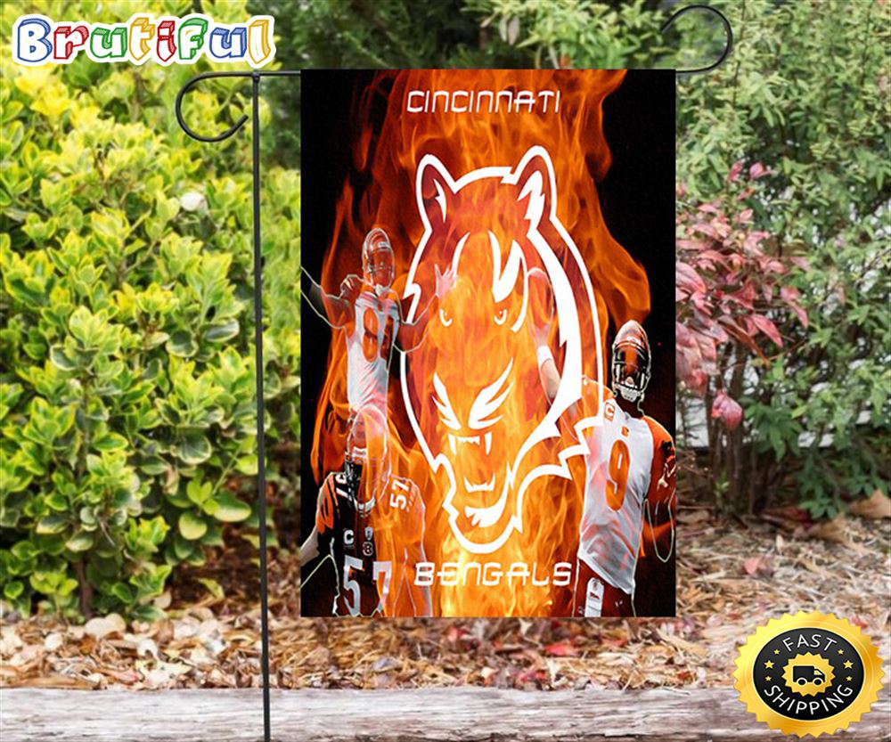 Nfl Garden Flags Cincinnati Bengals Team Fire Double Sided Printing Garden Flag Bengals Garden Flags 1 lrqfqy