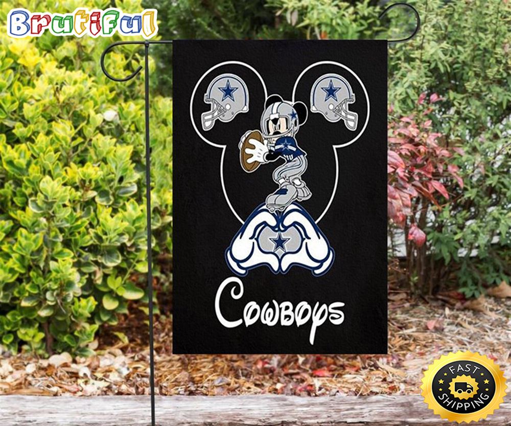 Nfl Garden Flags Dallas Cowboys Mickey Cowboys Heart Double Sided Printing Garden Flag Cowboys Garden Flags 1 z9ojzs