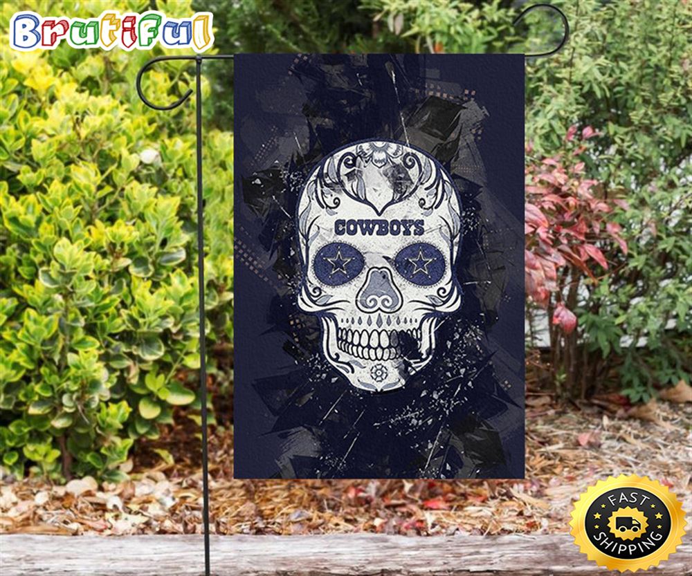 Nfl Garden Flags Dallas Cowboys Skull Flowers City Double Sided Printing Garden Flag Cowboys Garden Flags 1 lywhzy