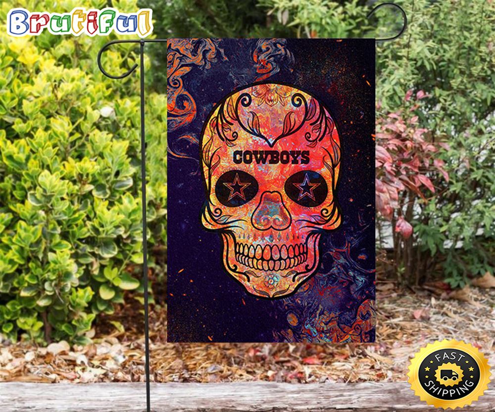 Nfl Garden Flags Dallas Cowboys Skull Flowers Purple Double Sided Printing Garden Flag Cowboys Garden Flags 1 jabcqe