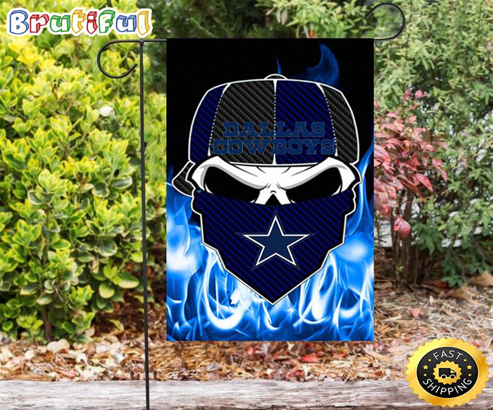 Nfl Garden Flags Dallas Cowboys Skull Wearing Mask Fire Double Sided Printing Garden Flag Cowboys Garden Flags 1 sho9h6