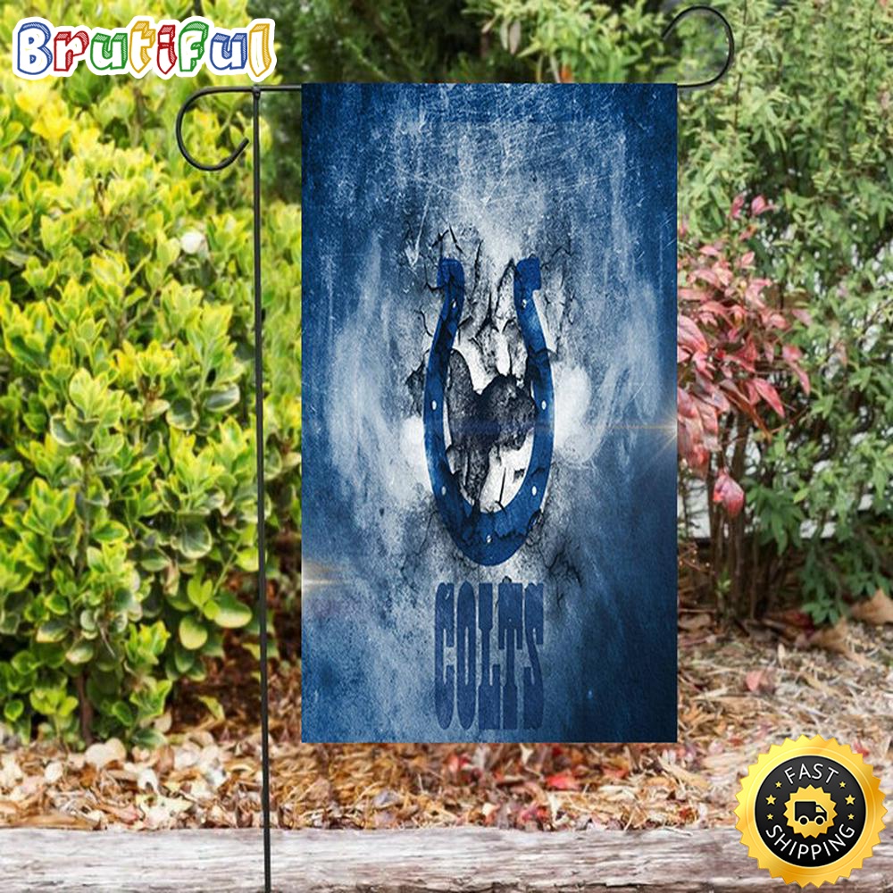 Nfl Garden Flags Indianapolis Colts Horseshoe Crack Wall Blue White Double Sided Printing Garden Flag Colts Garden Flag 1 d5v6a7