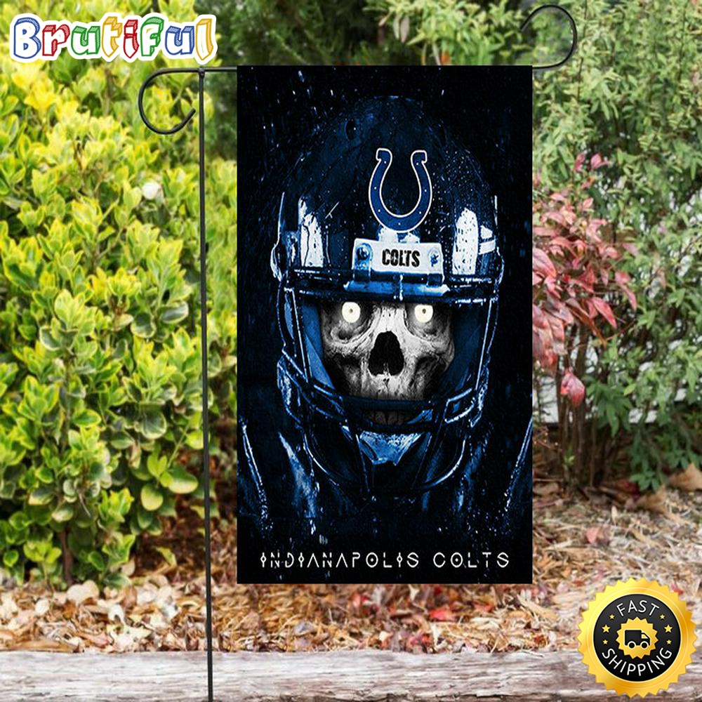 Nfl Garden Flags Indianapolis Colts Skull Wearing Helmet Double Sided Printing Garden Flag Colts Garden Flag 1 ib1jzq
