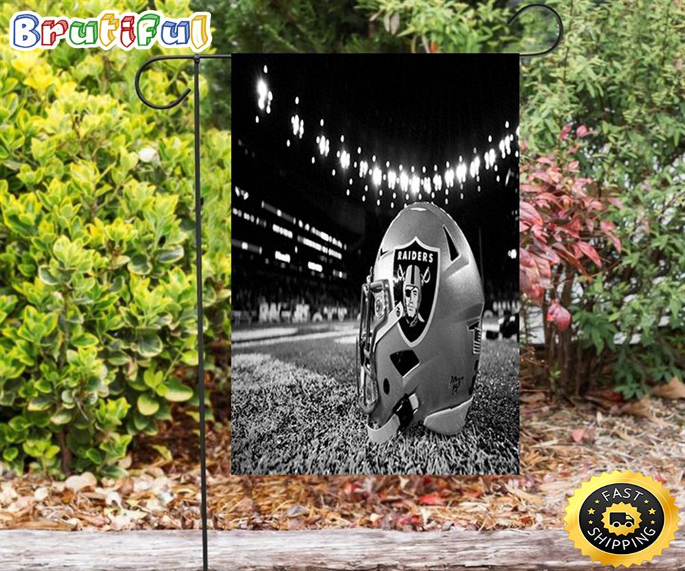 Nfl Garden Flags Las Vegas Raiders Helmet In The Grass Double Sided Printing Garden Flag Raiders Garden Flags 1 spuits
