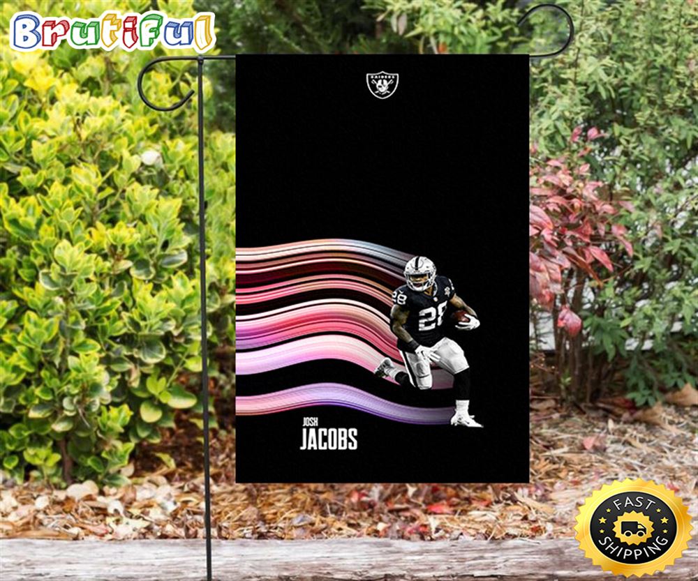 Nfl Garden Flags Las Vegas Raiders Josh Jacobs 28 v4 Double Sided Printing Garden Flag Raiders Garden Flags 1 pquy6v