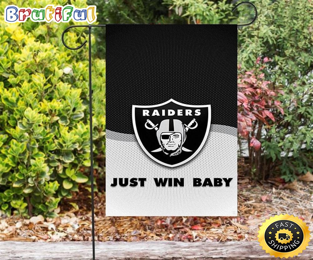 Nfl Garden Flags Las Vegas Raiders Just Win Baby Double Sided Printing Garden Flag Raiders Garden Flags 1 f4ldoq