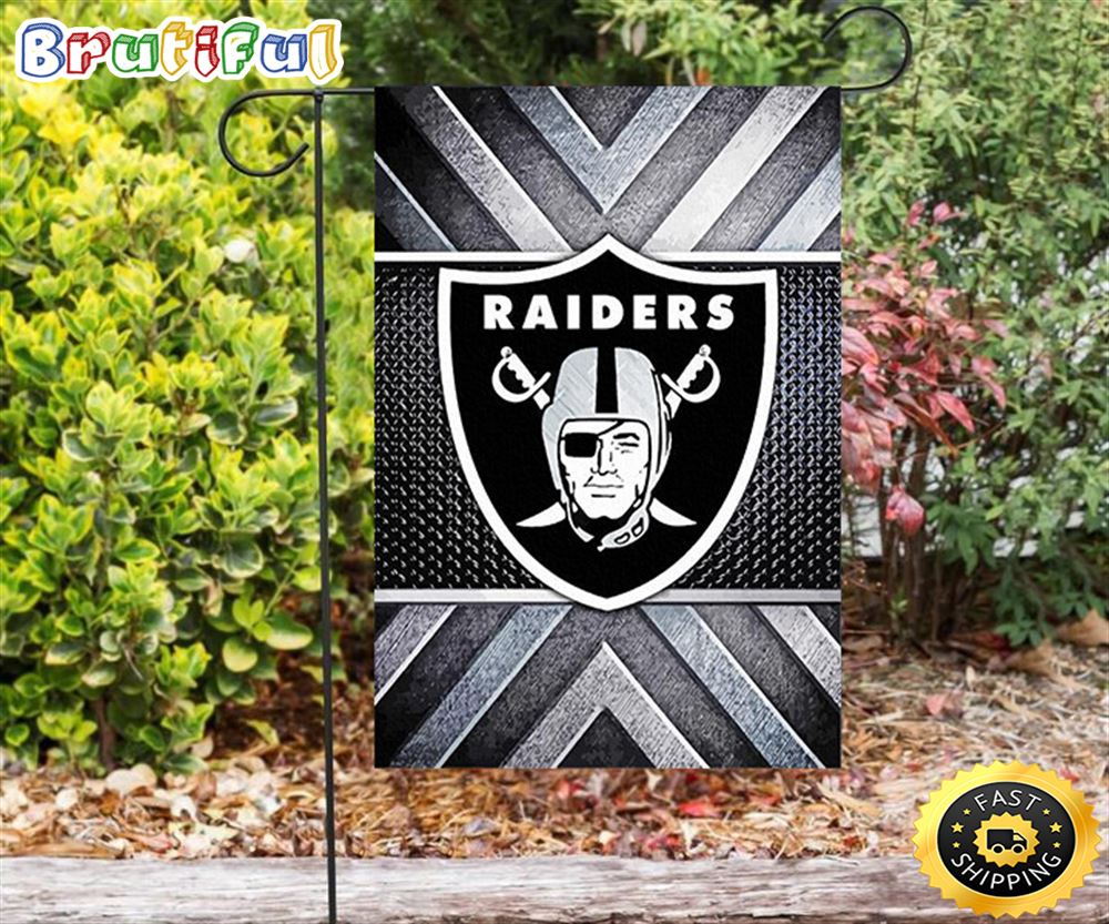 Nfl Garden Flags Las Vegas Raiders Logo Metal2 Double Sided Printing Garden Flag Raiders Garden Flags 1 sijjax
