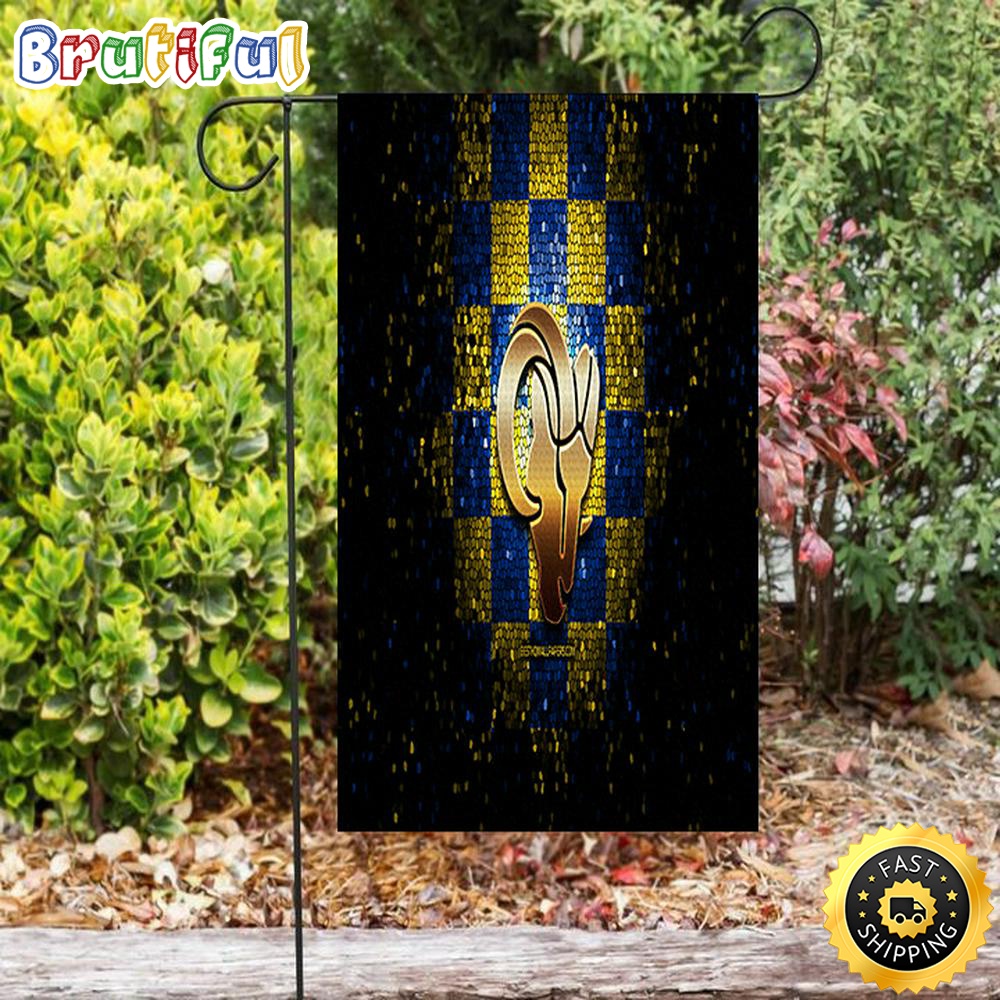 Nfl Garden Flags Los Angeles Rams Golden Yellow Blue Glass Double Sided Printing Garden Flag Rams Garden Flag 1 spsnwl