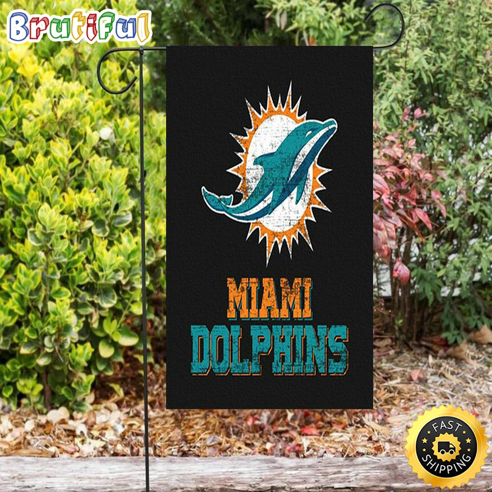 Nfl Garden Flags Miami Dolphins Logo Art illustration 2 Double Sided Printing Garden Flag Dolphins Garden Flag 1 sporic
