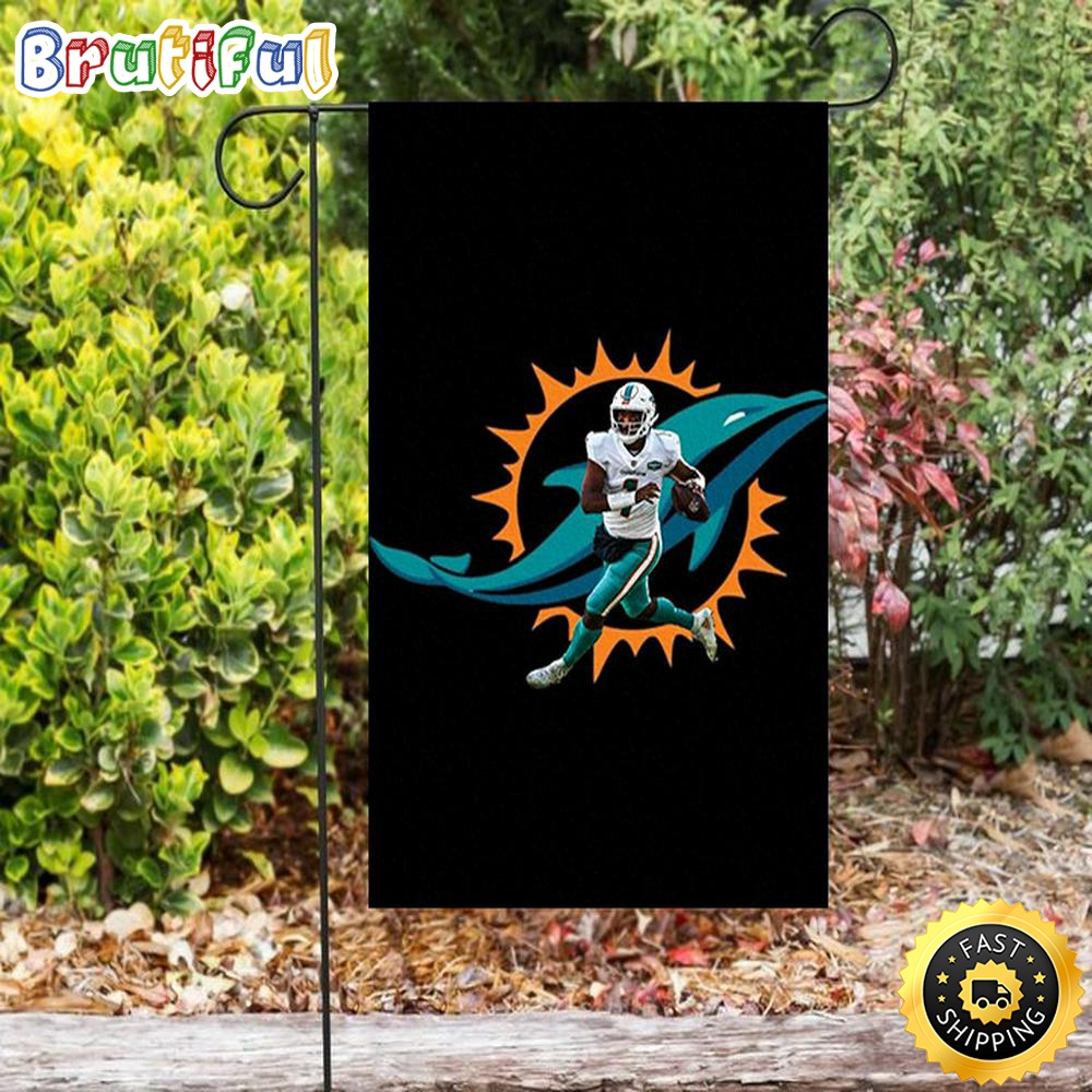 Nfl Garden Flags Miami Dolphins Tua Tagovailoa4 Double Sided Printing Garden Flag Dolphins Garden Flag 1 vmibao