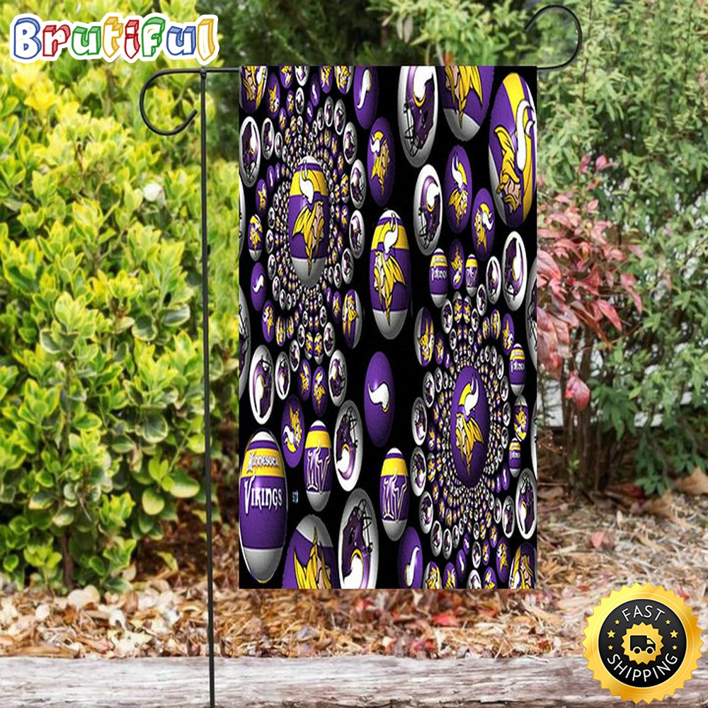 Nfl Garden Flags Minnesota Vikings Emblem Ball Double Sided Printing Garden Flag Minnesota Vikings Garden Flag 1 ft7gfp