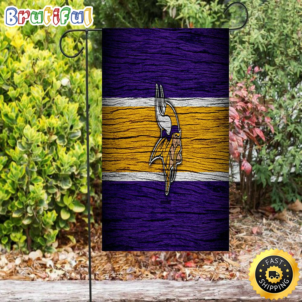 Nfl Garden Flags Minnesota Vikings Emblem Wooden Texture Double Sided Printing Garden Flag Minnesota Vikings Garden Flag 1 mvder8