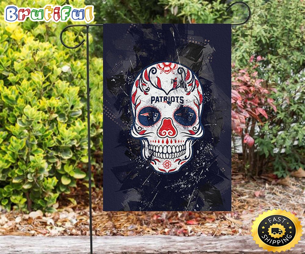 Nfl Garden Flags New England Patriots Skull Flowers City Double Sided Printing Garden Flag Patriot Garden Flags 1 qybdhs