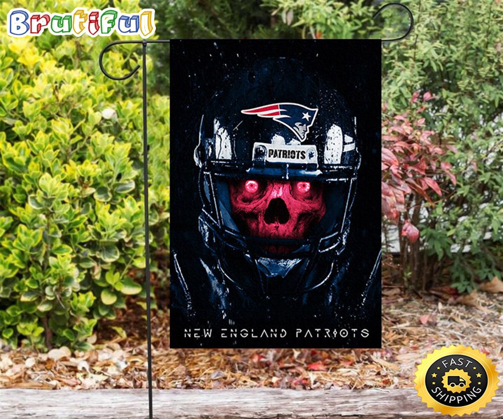 Nfl Garden Flags New England Patriots Skull Wearing Helmet Double Sided Printing Garden Flag Patriot Garden Flags 1 acdiyf