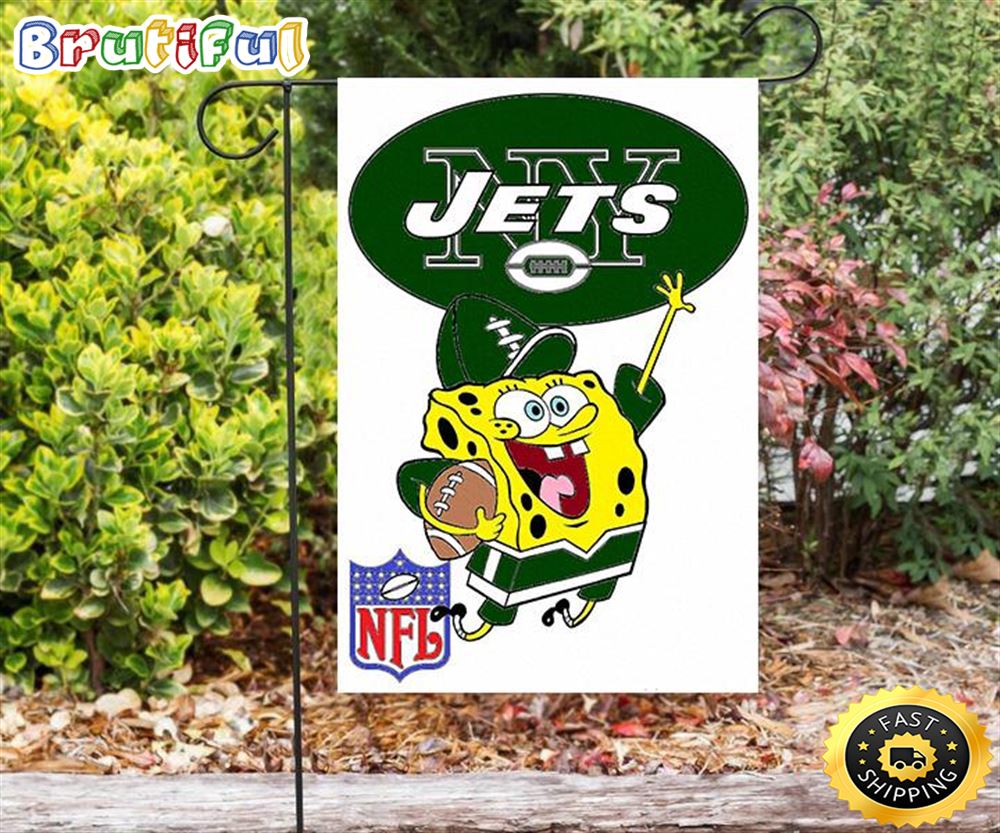 Nfl Garden Flags New York Jets SpongeBob v36 Double Sided Printing Garden Flag Jets Garden Flags 1 hyipos
