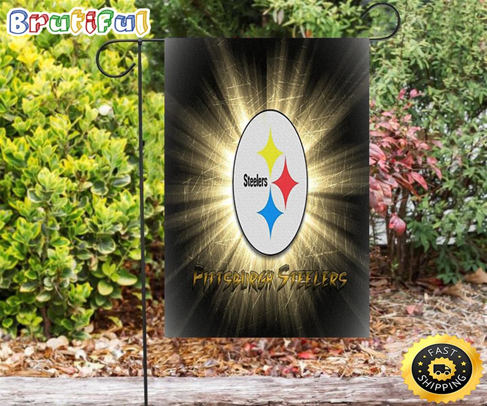 Nfl Garden Flags Pittsburgh Steelers Glowing Metal Gold Double Sided Printing Garden Flag Steelers Garden Flags 1 opwi0l