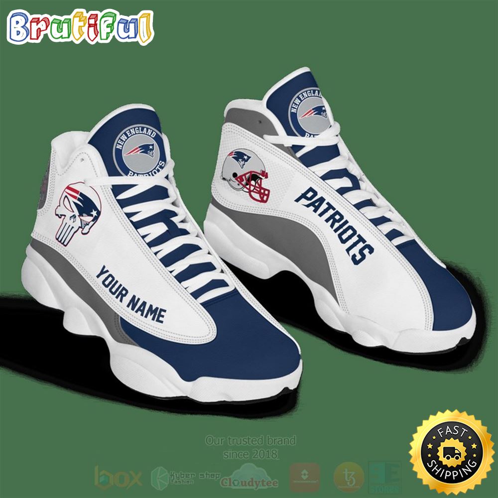 Nfl New England Patriots Punisher Skull Custom Name Air Jordan 13 Shoes qofoch