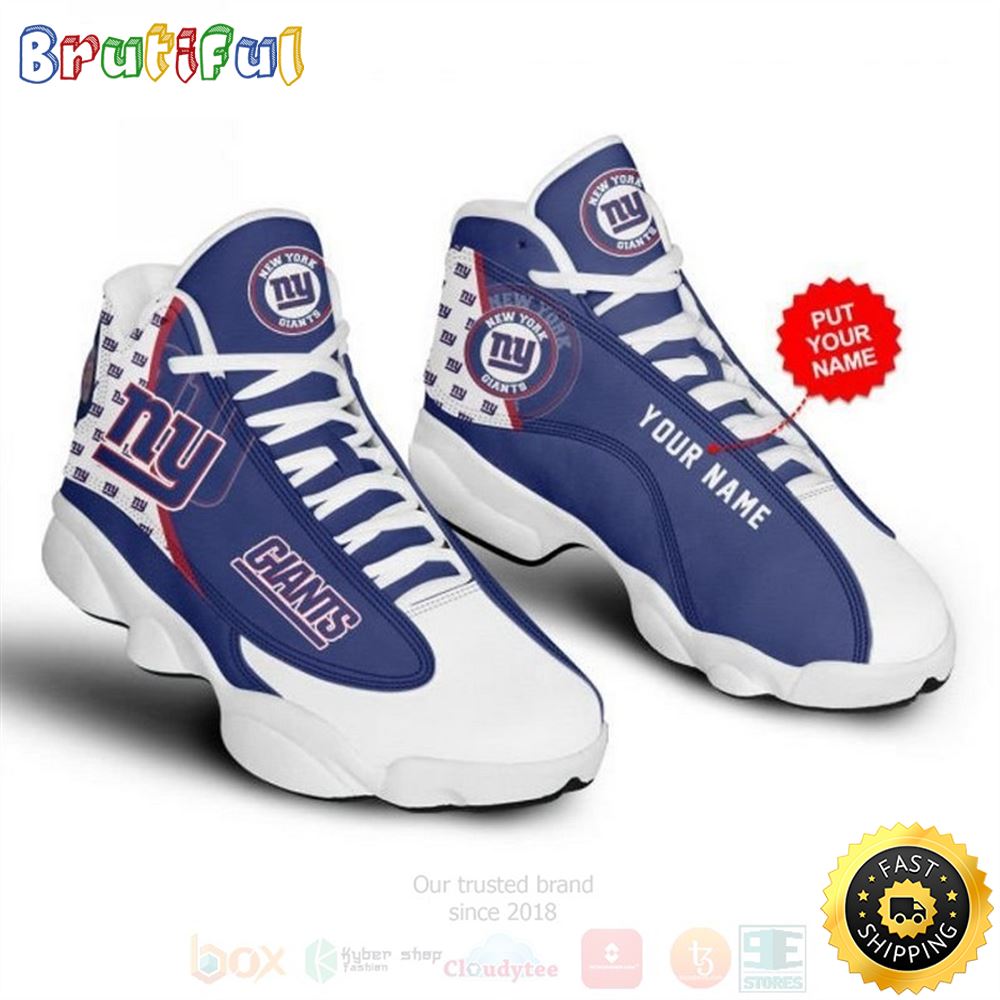 Nfl New York Giants Football Custom Name Air Jordan 13 Shoes g4vlmr