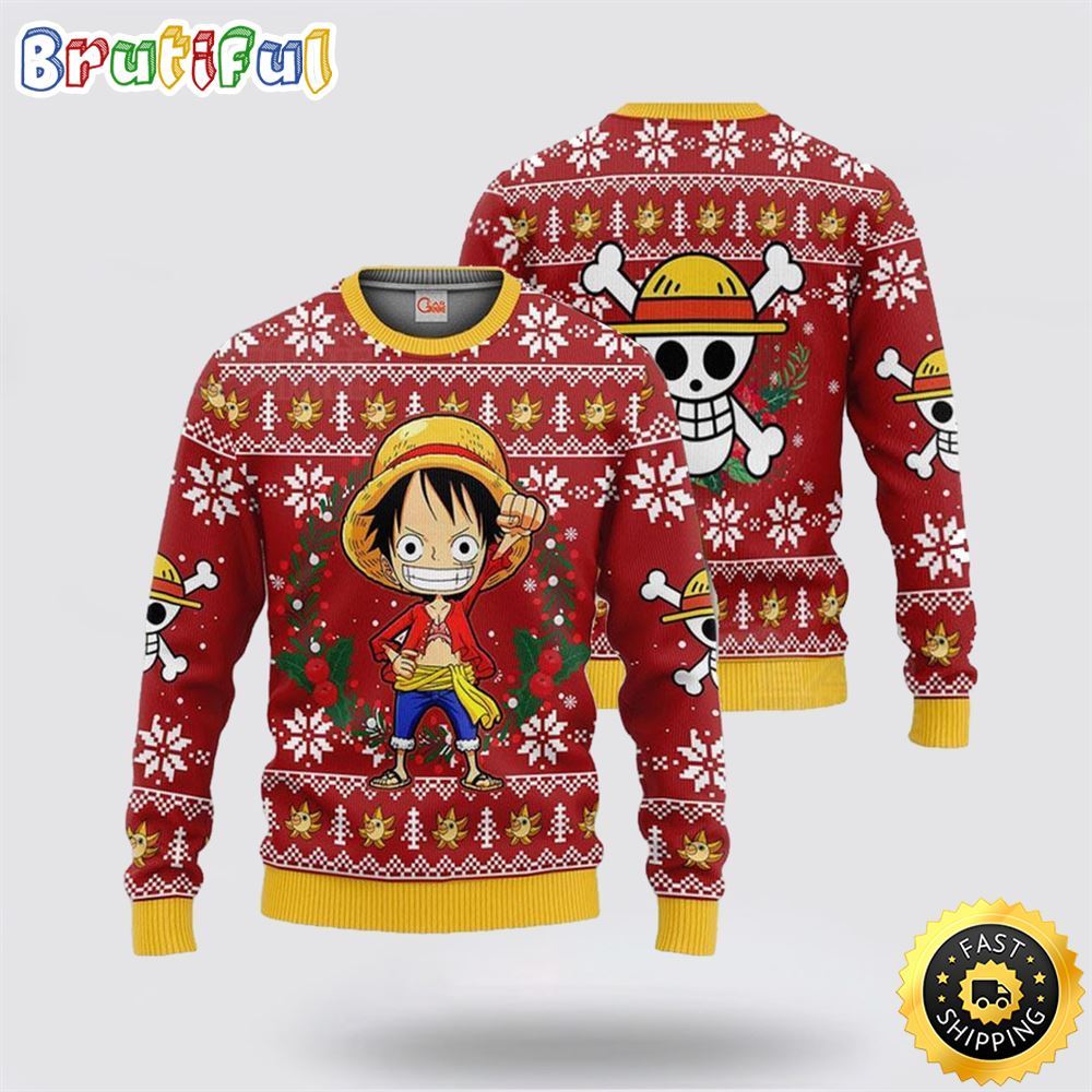 One Piece Luffy Ugly Christmas Sweater Unisex Sweater 1 lvvzry