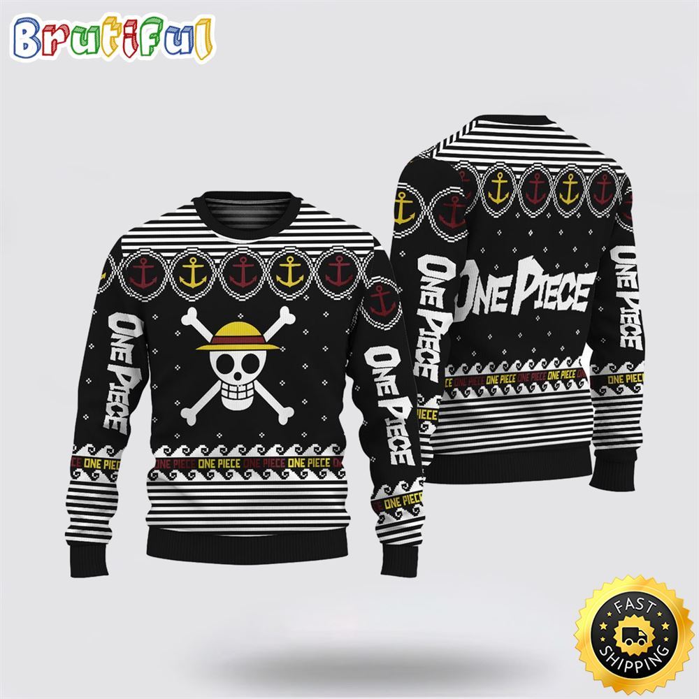 One Piece Straw Hat Pirate Crew Ugly Christmas Sweater Unisex Sweater 1 br2xf3