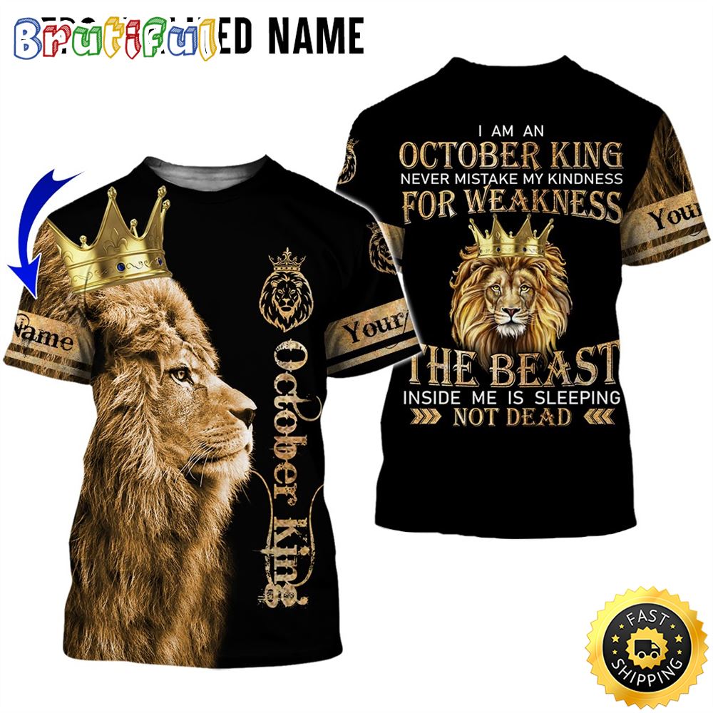 Personalized Black October King The Hidden Beast All Over Print 3D T Shirt Gift For Man 1 vxtps3