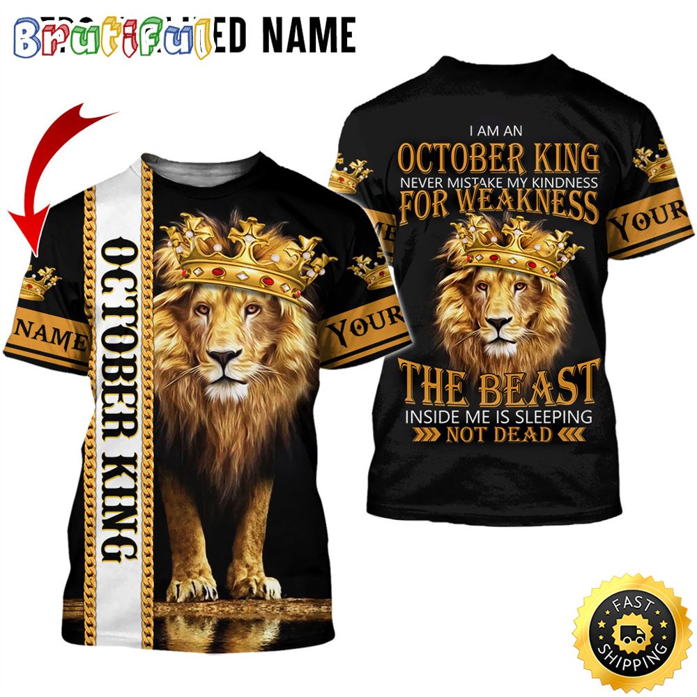 Personalized Black October Lion King The Beast Within All Over Print 3D T Shirt Gift For Man 1 jomh8z
