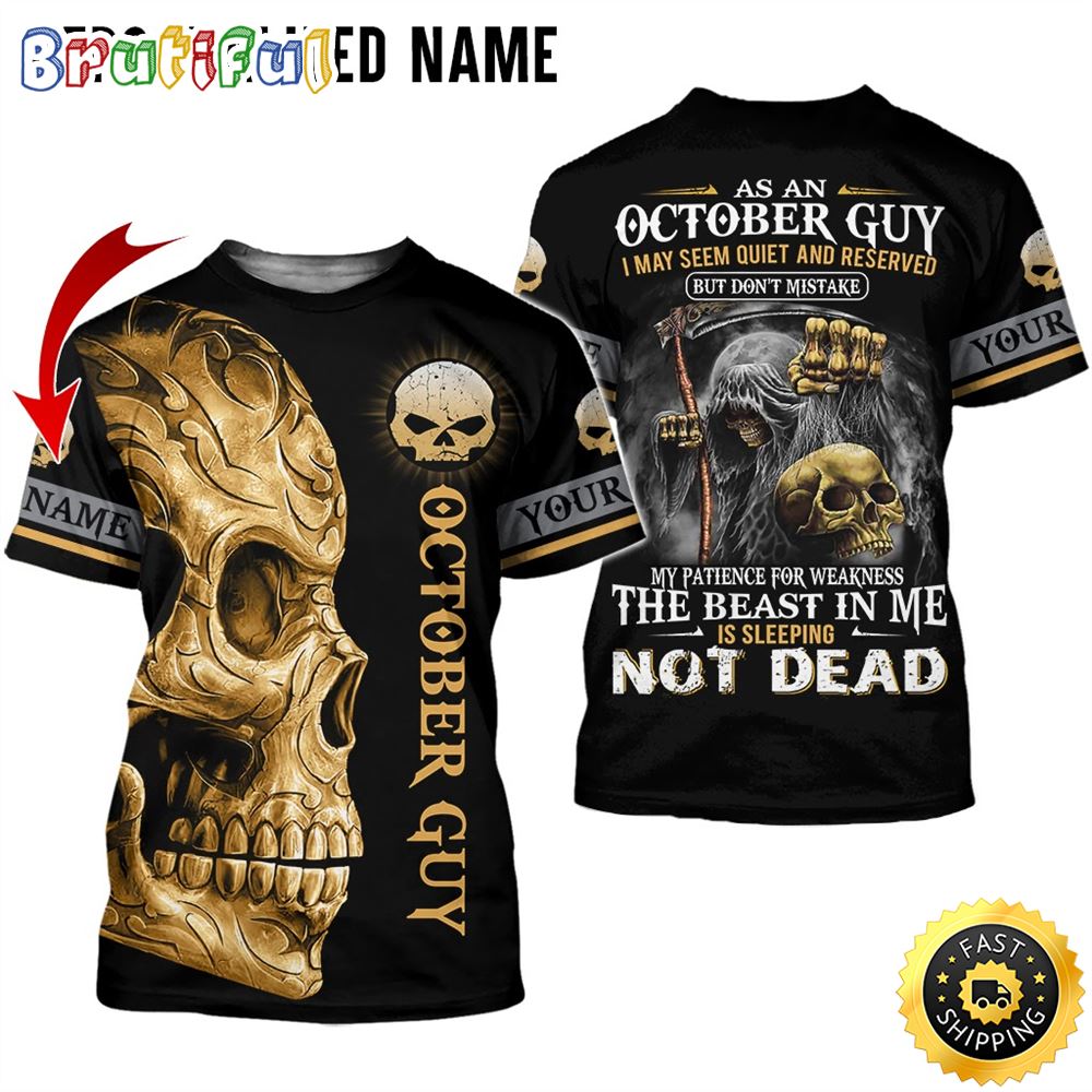 Personalized Black October Skull Guy The Dark Side of Me All Over Print 3D T Shirt Gift For Man 1 c5cfid