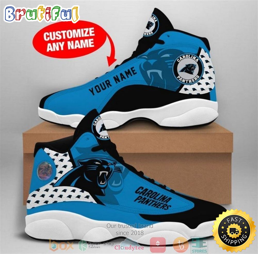 Personalized Carolina Panthers Nfl Big Logo Football Team 4 Air Jordan 13 Sneaker Shoes q5avon