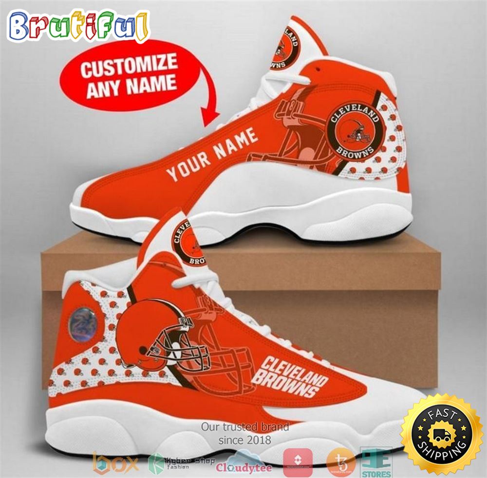 Personalized Cleveland Browns Nfl Big Logo Football Team Air Jordan 13 Sneaker Shoes ovlaun
