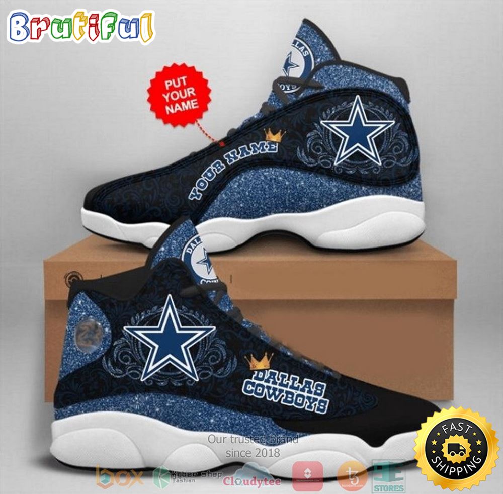 Personalized Dallas Cowboys Nfl Queen Bling Bling Football Team 10 Air Jordan 13 Sneaker Shoes tvmvqq