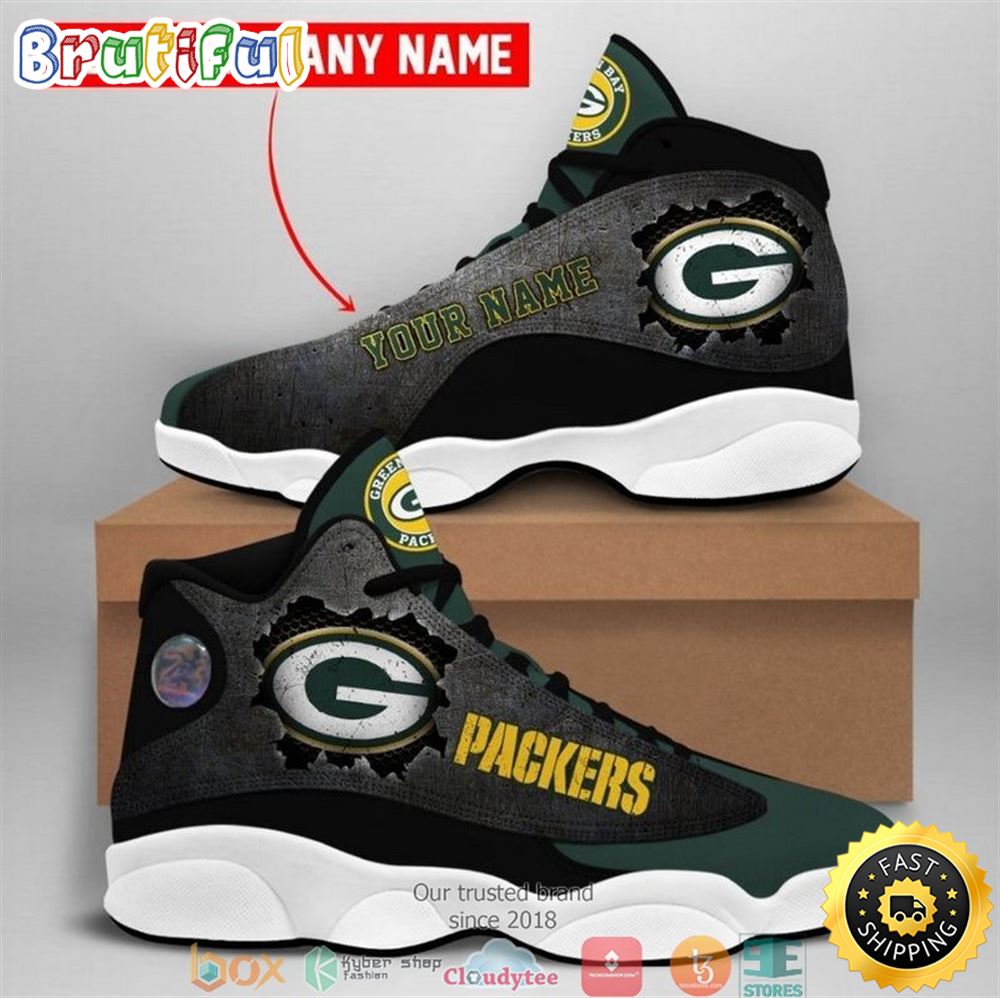 Personalized Green Bay Packers Nfl Big Logo Football Team Air Jordan 13 Sneaker Shoes 2 xo0aly