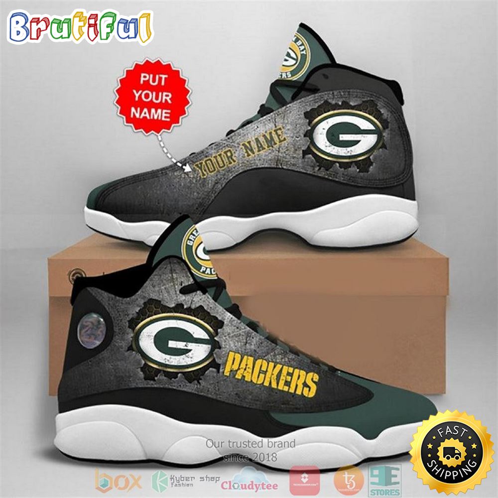Personalized Green Bay Packers Nfl Big Logo Football Team Air Jordan 13 Sneaker Shoes x97cez