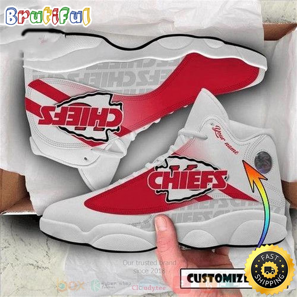 Personalized Kansas City Chiefs Nfl Custom White Air Jordan 13 Shoes ei8pji