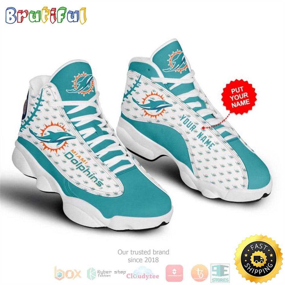 Personalized Miami Dolphins Nfl Football Team Custom Air Jordan 13 Shoes 2 y9ad1e